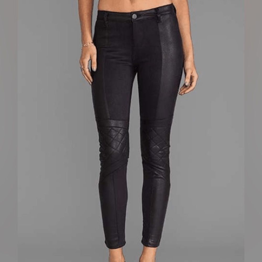 Black Orchid Quilted Black Biker Skinny Jeans Size 25